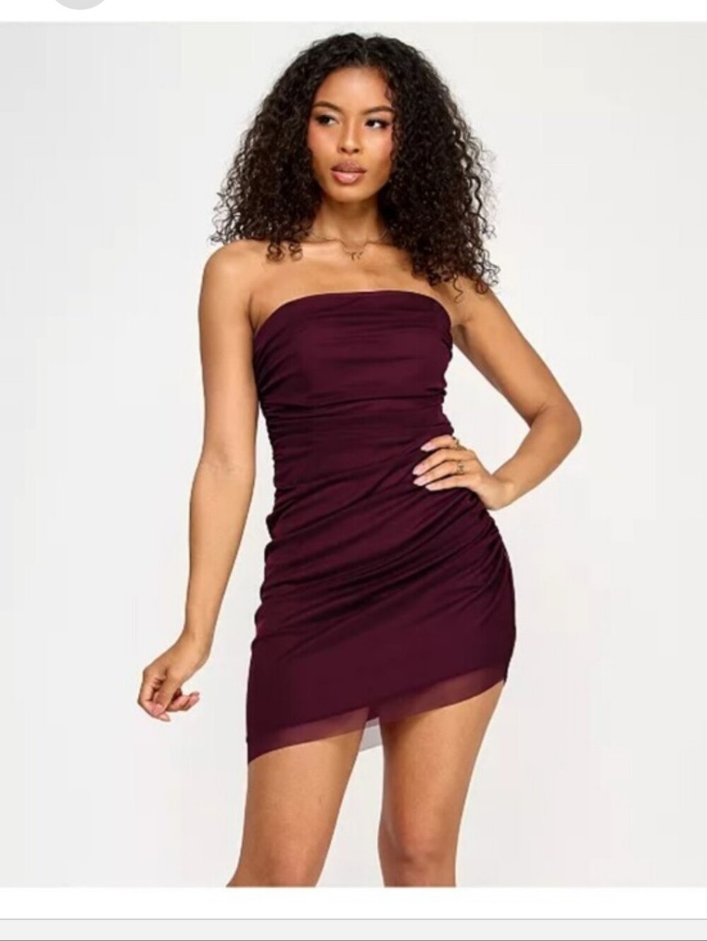 Emerald Sundae NWT Plum Purple Ruched Strapless Bodycon Mini Dress S Y2k